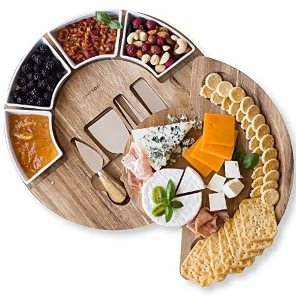 ChefSofi Wood Cutting Board Charcuterie Cheese And Platter Set Made From Acacia